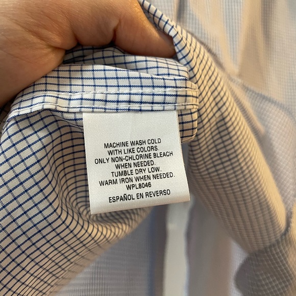 NWT Alfani fitted performance blue grid pattern button down shirt - Picture 3 of 5